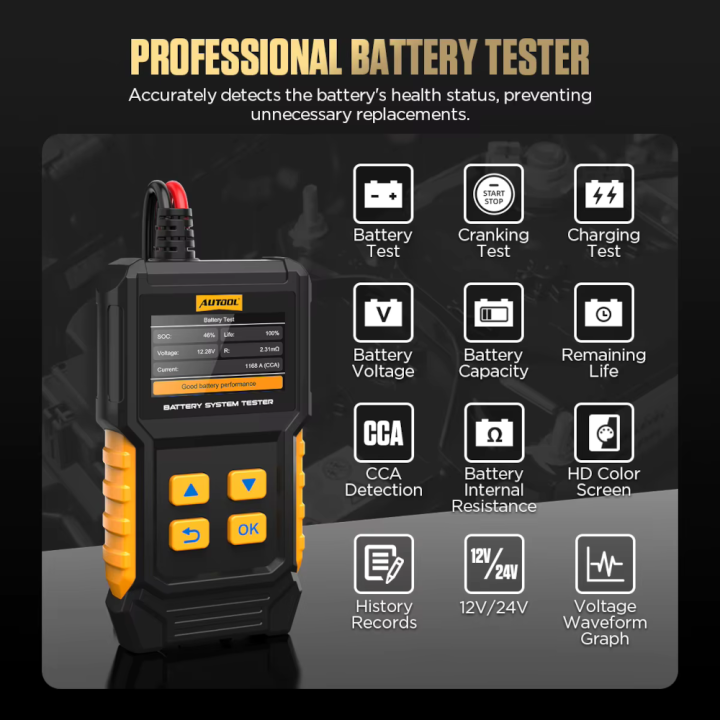 Probador De Baterías Automotriz Autool Bt360
