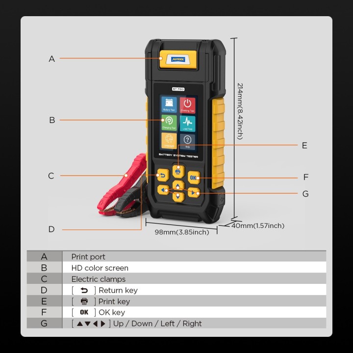 Probador Analizador Bateria 12v/24v 20 Con Impresora Bt760