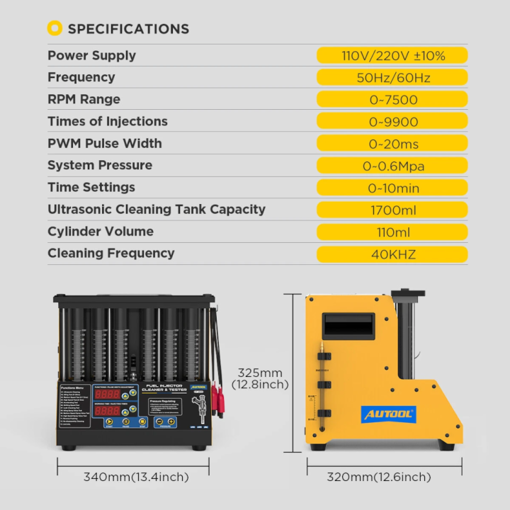 Probador Y Limpiador De Inyectores 6 Puestos Autool Ct200