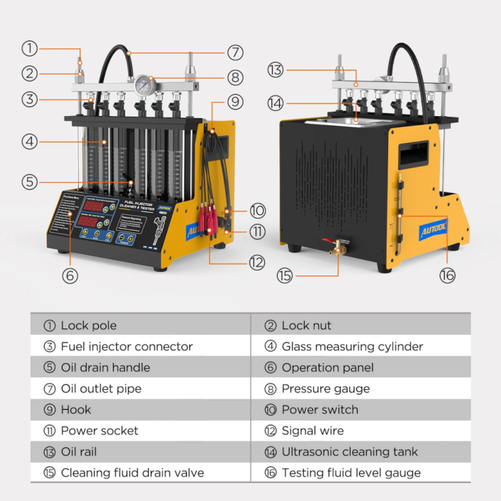 Probador Y Limpiador De Inyectores 6 Puestos Autool Ct200