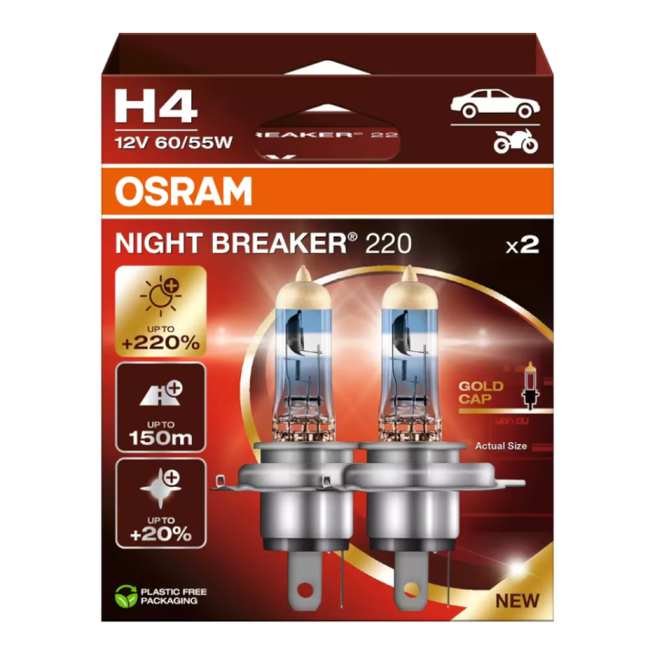 Bombillos Osram H4 Night Breaker 220%
