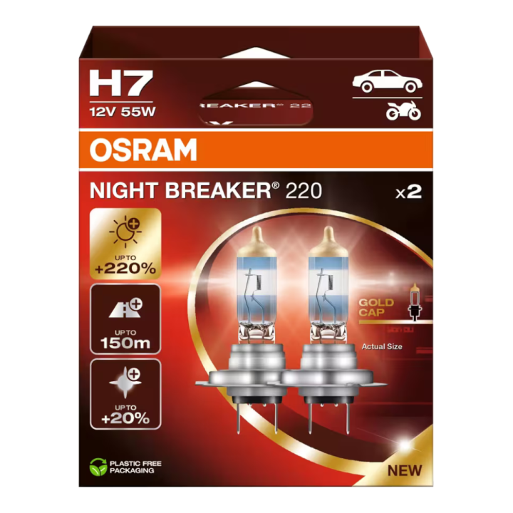 Bombillos Osram H7 Night Breaker 220%